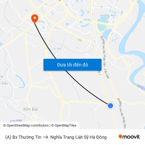 (A) Bx Thường Tín to Nghĩa Trang Liệt Sỹ Hà Đông map