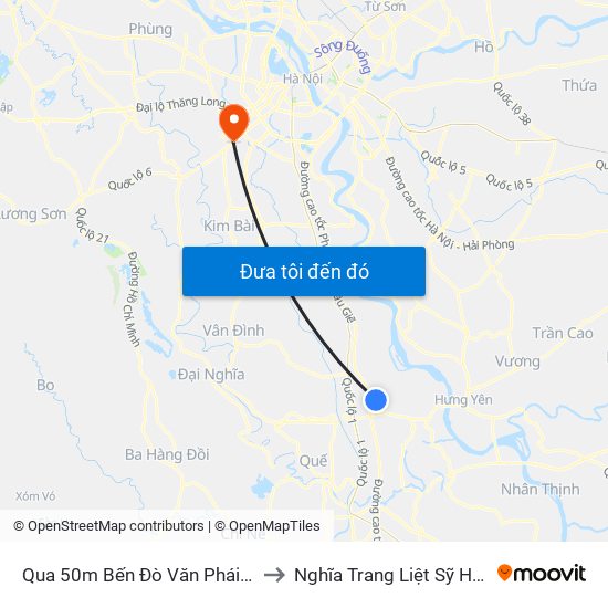 Qua 50m Bến Đò Văn Phái - Dt428 to Nghĩa Trang Liệt Sỹ Hà Đông map