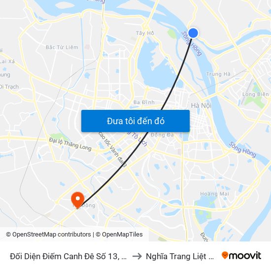 Đối Diện Điếm Canh Đê Số 13, Thôn Xuân Trạch to Nghĩa Trang Liệt Sỹ Hà Đông map