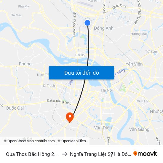 Qua Thcs Bắc Hồng 20m to Nghĩa Trang Liệt Sỹ Hà Đông map