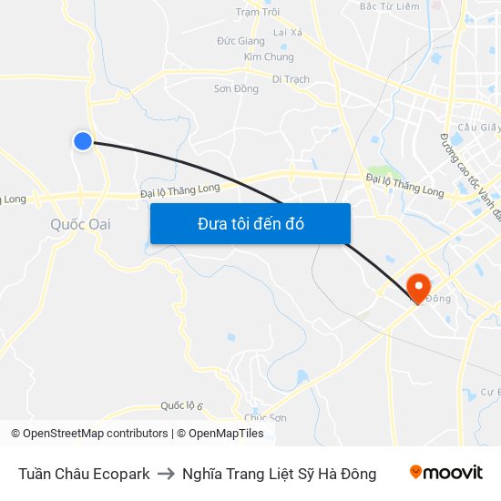 Tuần Châu Ecopark to Nghĩa Trang Liệt Sỹ Hà Đông map