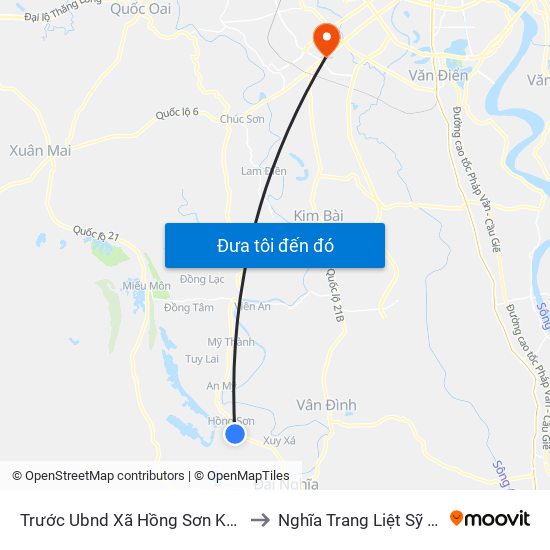 Trước Ubnd Xã Hồng Sơn Khoảng 50m to Nghĩa Trang Liệt Sỹ Hà Đông map