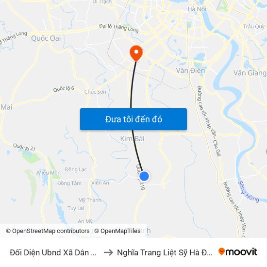 Đối Diện Ubnd Xã Dân Hòa to Nghĩa Trang Liệt Sỹ Hà Đông map