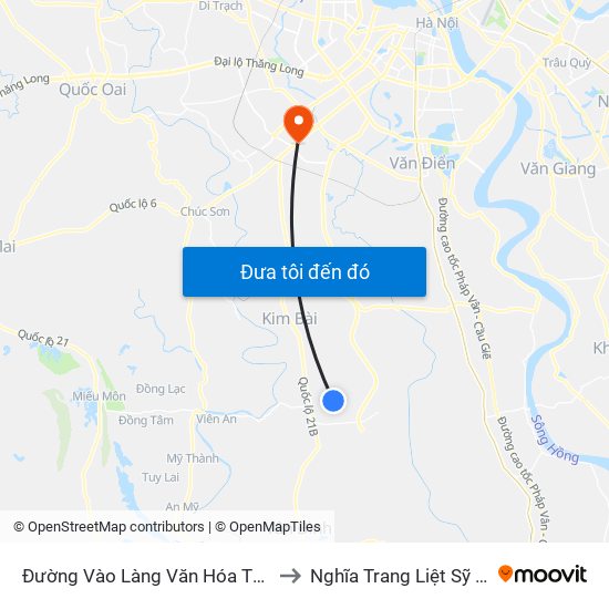 Đường Vào Làng Văn Hóa Thôn Tiên Lữ to Nghĩa Trang Liệt Sỹ Hà Đông map