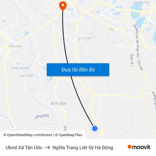 Ubnd Xã Tân Ước to Nghĩa Trang Liệt Sỹ Hà Đông map