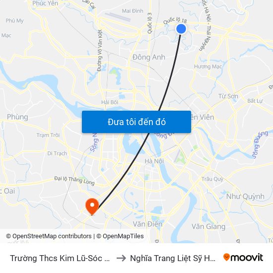 Trường Thcs Kim Lũ-Sóc Sơn-Hn to Nghĩa Trang Liệt Sỹ Hà Đông map
