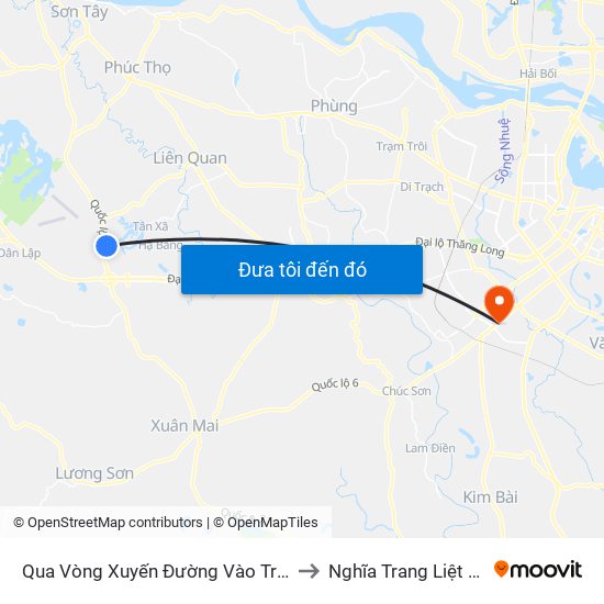 Qua Vòng Xuyến Đường Vào Trường Đh Fpt 50m to Nghĩa Trang Liệt Sỹ Hà Đông map