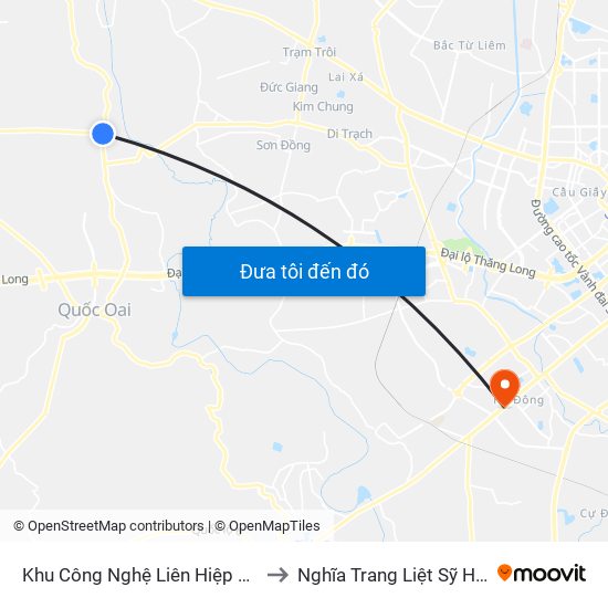 Khu Công Nghệ Liên Hiệp Phúc Thọ to Nghĩa Trang Liệt Sỹ Hà Đông map