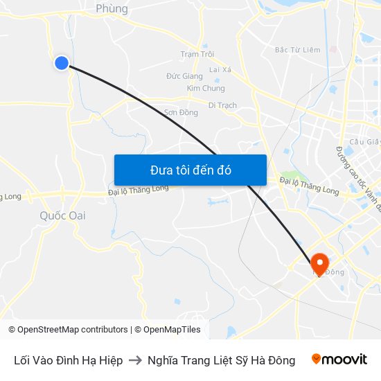 Lối Vào Đình Hạ Hiệp to Nghĩa Trang Liệt Sỹ Hà Đông map