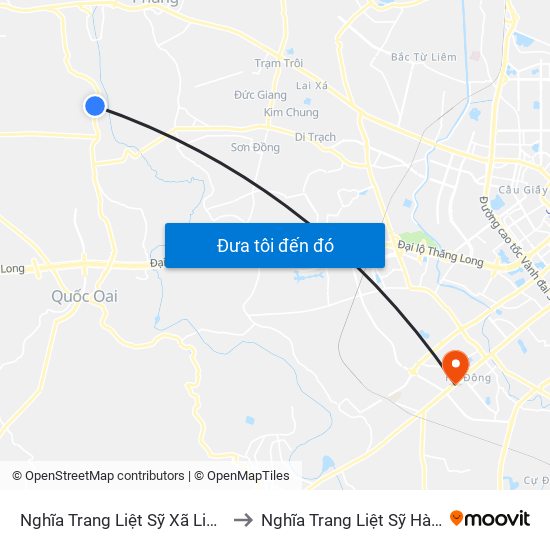 Nghĩa Trang Liệt Sỹ Xã Liên Hiệp to Nghĩa Trang Liệt Sỹ Hà Đông map