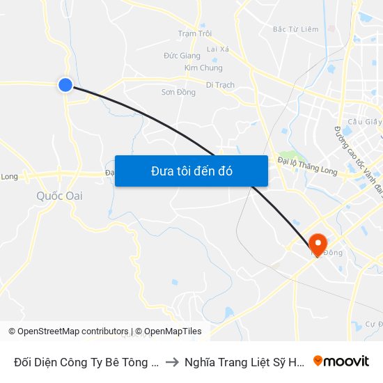 Đối Diện Công Ty Bê Tông Việt Mỹ to Nghĩa Trang Liệt Sỹ Hà Đông map