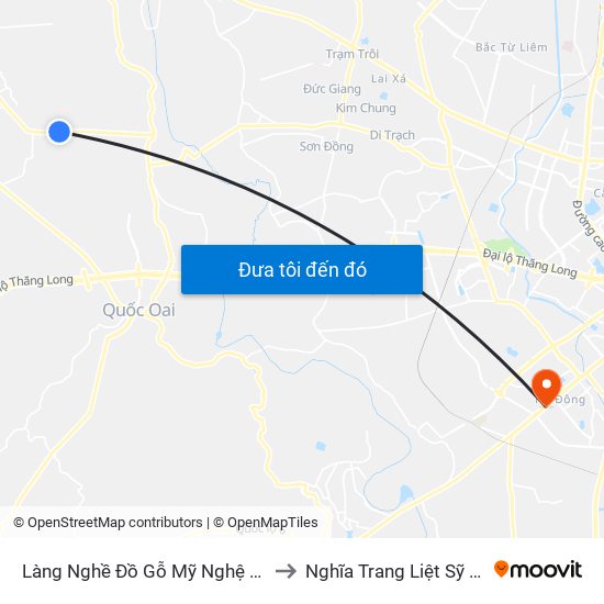 Làng Nghề Đồ Gỗ Mỹ Nghệ Thạch Thất to Nghĩa Trang Liệt Sỹ Hà Đông map