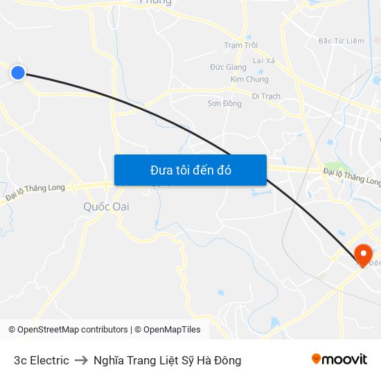 3c Electric to Nghĩa Trang Liệt Sỹ Hà Đông map
