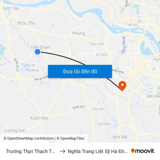 Trường Thpt Thạch Thất to Nghĩa Trang Liệt Sỹ Hà Đông map