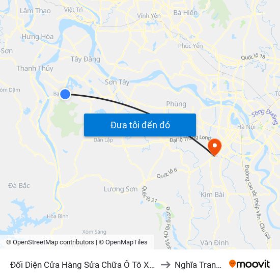 Đối Diện Cửa Hàng Sửa Chữa Ô Tô Xe Máy Hồng Sơn, Thôn 6, Tam Uy, Ba Trại, Ba Vì to Nghĩa Trang Liệt Sỹ Hà Đông map