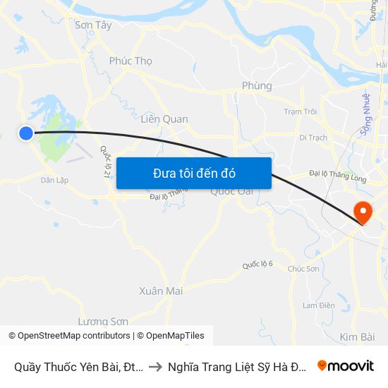 Quầy Thuốc Yên Bài, Đt87 to Nghĩa Trang Liệt Sỹ Hà Đông map