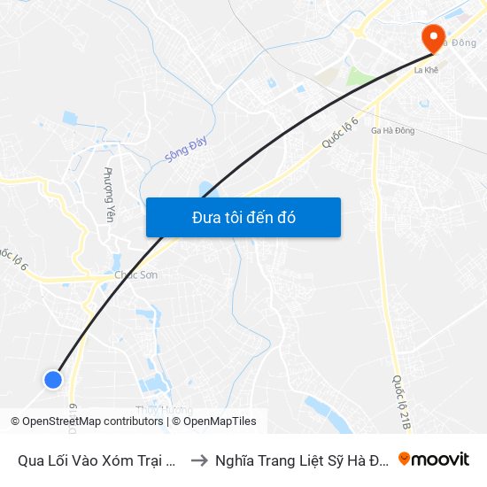 Qua Lối Vào Xóm Trại 50m to Nghĩa Trang Liệt Sỹ Hà Đông map