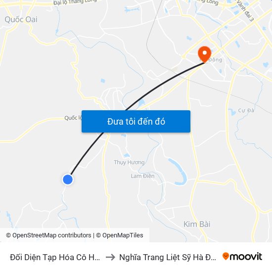 Đối Diện Tạp Hóa Cô Hạnh to Nghĩa Trang Liệt Sỹ Hà Đông map