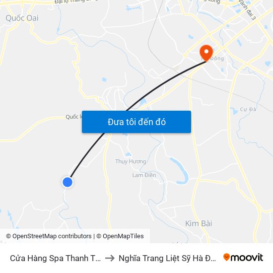 Cửa Hàng Spa Thanh Tính to Nghĩa Trang Liệt Sỹ Hà Đông map