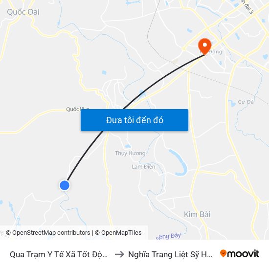 Qua Trạm Y Tế Xã Tốt Động 20m to Nghĩa Trang Liệt Sỹ Hà Đông map