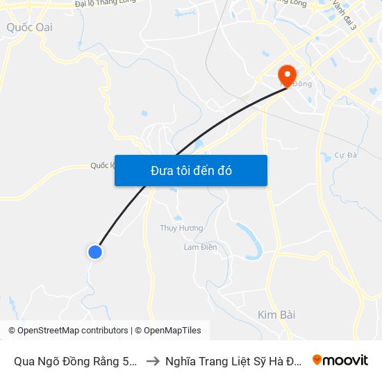 Qua Ngõ Đồng Rằng 50m to Nghĩa Trang Liệt Sỹ Hà Đông map