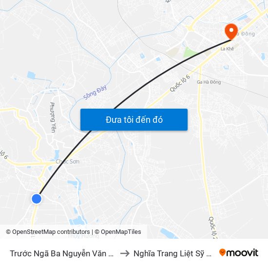 Trước Ngã Ba Nguyễn Văn Trỗi 100m to Nghĩa Trang Liệt Sỹ Hà Đông map