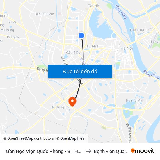 Gần Học Viện Quốc Phòng - 91 Hoàng Quốc Việt to Bệnh viện Quân Y 103 map