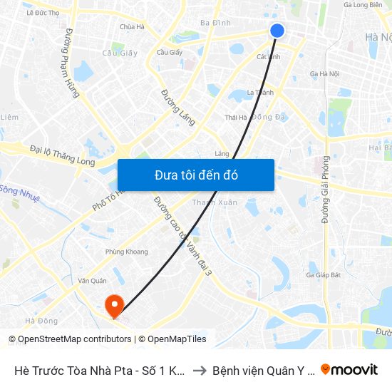 Hè Trước Tòa Nhà Pta - Số 1 Kim Mã to Bệnh viện Quân Y 103 map