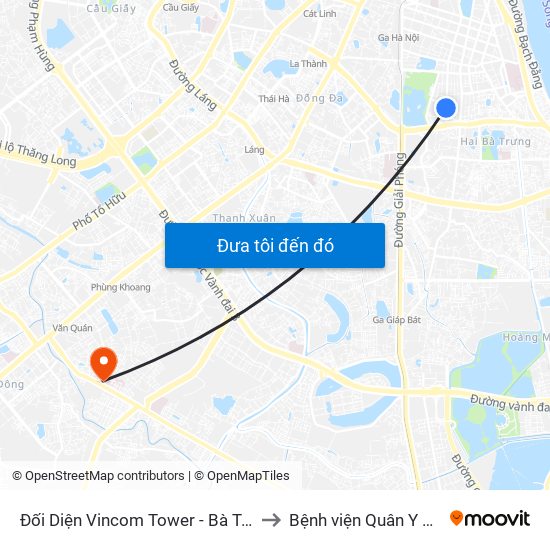 Đối Diện Vincom Tower - Bà Triệu to Bệnh viện Quân Y 103 map