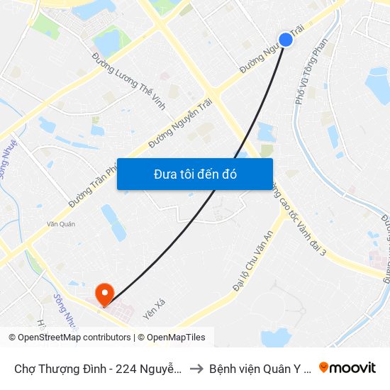 Chợ Thượng Đình - 224 Nguyễn Trãi to Bệnh viện Quân Y 103 map