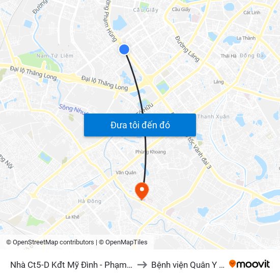 Nhà Ct5-D Kđt Mỹ Đình - Phạm Hùng to Bệnh viện Quân Y 103 map