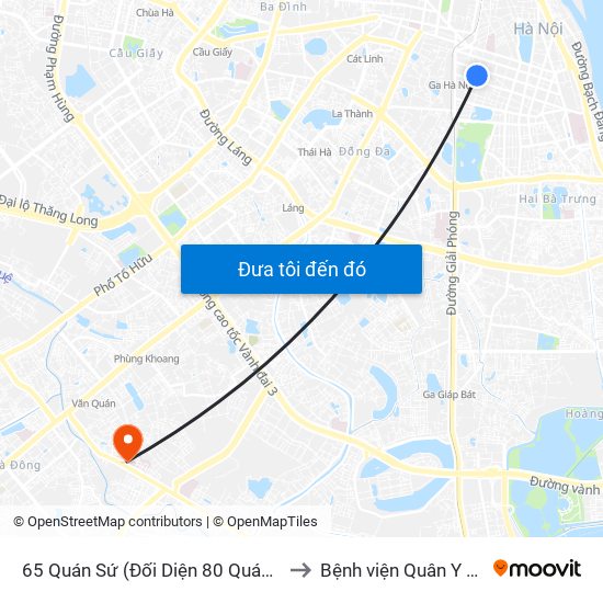 65 Quán Sứ (Đối Diện 80 Quán Sứ) to Bệnh viện Quân Y 103 map