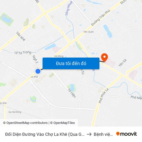 Đối Diện Đường Vào Chợ La Khê (Qua Ga Metro La Khê) - 405 Quang Trung (Hà Đông) to Bệnh viện Quân Y 103 map