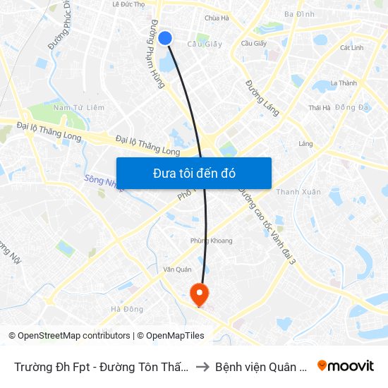 Trường Đh Fpt - Đường Tôn Thất Thuyết to Bệnh viện Quân Y 103 map