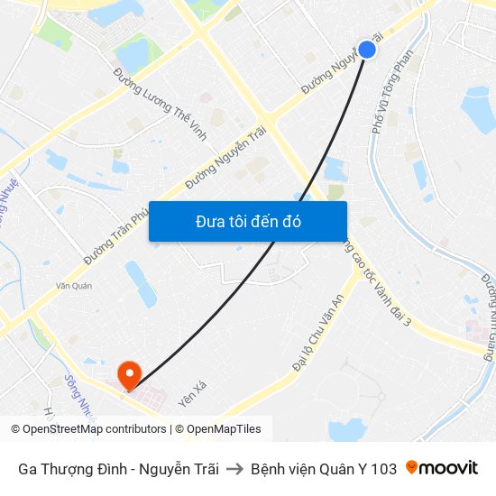 Ga Thượng Đình - Nguyễn Trãi to Bệnh viện Quân Y 103 map