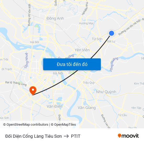 Đối Diện Cổng Làng Tiêu Sơn to PTIT map