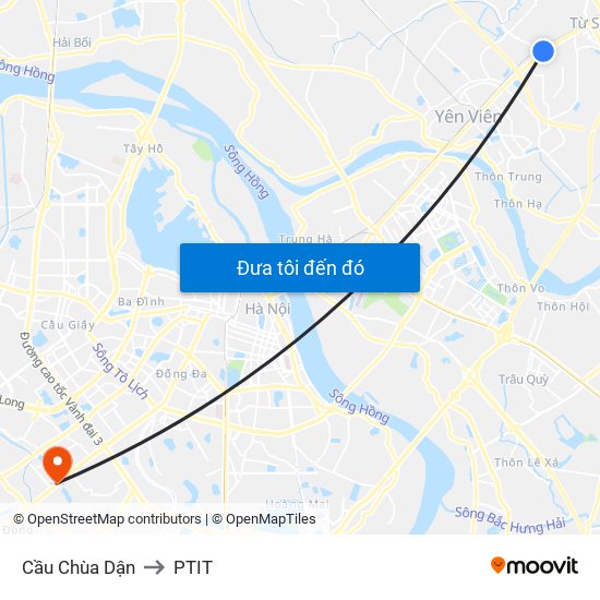 Cầu Chùa Dận to PTIT map