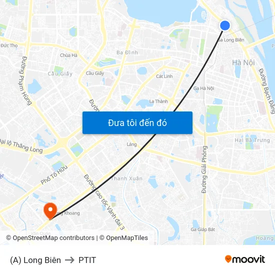 (A) Long Biên to PTIT map