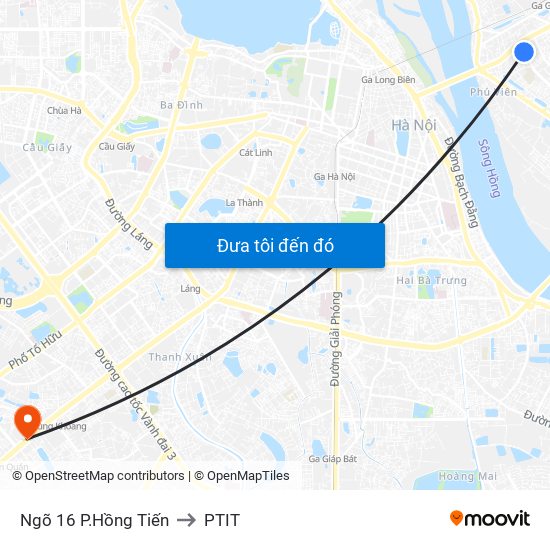 Ngõ 16 P.Hồng Tiến to PTIT map