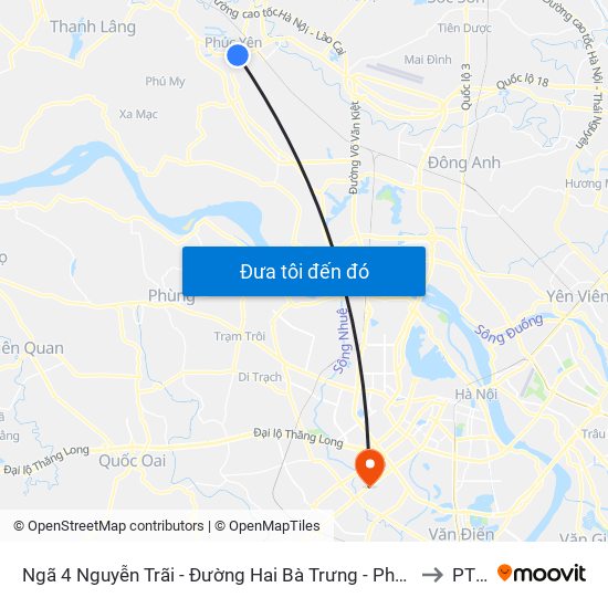 Ngã 4 Nguyễn Trãi - Đường Hai Bà Trưng - Phúc Yên to PTIT map