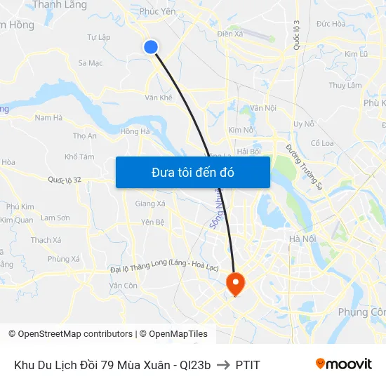 Khu Du Lịch Đồi 79 Mùa Xuân - Ql23b to PTIT map