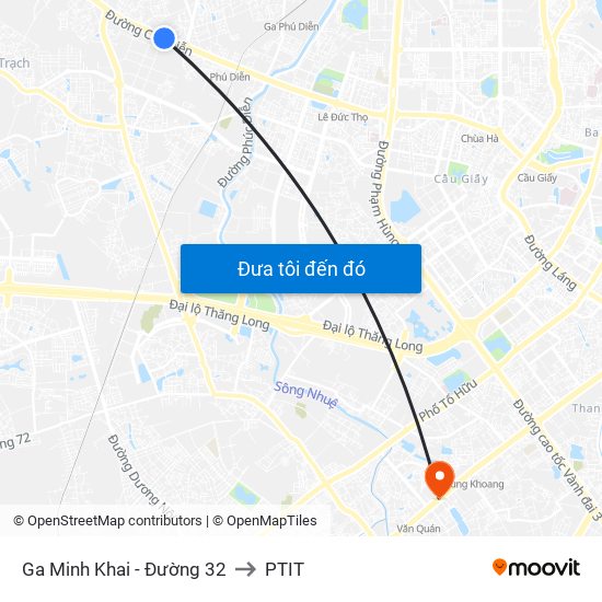 Ga Minh Khai - Đường 32 to PTIT map