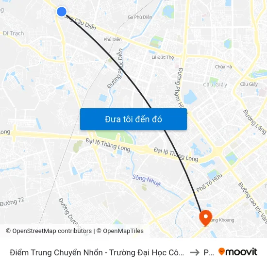 Điểm Trung Chuyển Nhổn - Trường Đại Học Công Nghiệp Hà Nội - Đường 32 to PTIT map