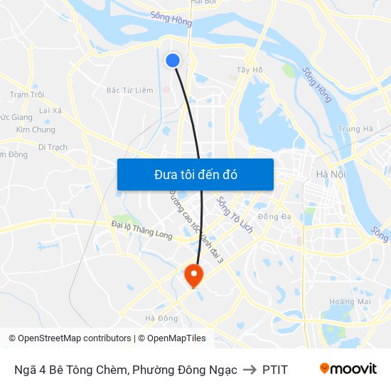 Ngã 4 Bê Tông Chèm, Phường Đông Ngạc to PTIT map