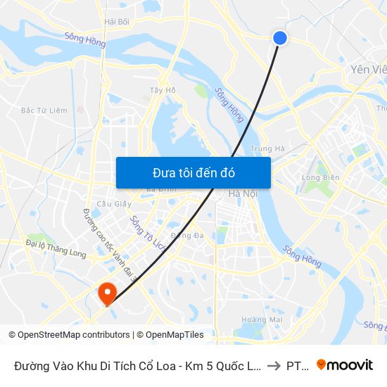 Đường Vào Khu Di Tích Cổ Loa - Km 5 Quốc Lộ 3 to PTIT map