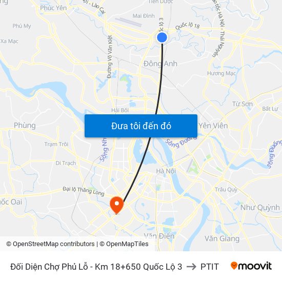 Đối Diện Chợ Phủ Lỗ - Km 18+650 Quốc Lộ 3 to PTIT map