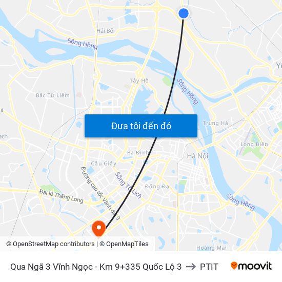 Qua Ngã 3 Vĩnh Ngọc - Km 9+335 Quốc Lộ 3 to PTIT map