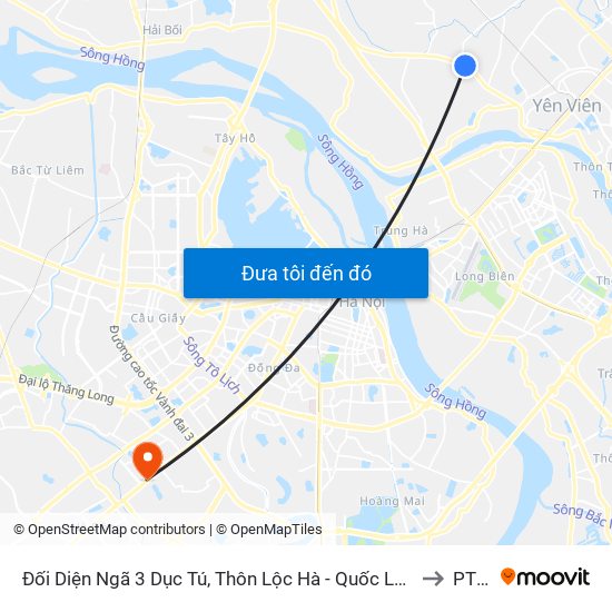 Đối Diện Ngã 3 Dục Tú, Thôn Lộc Hà - Quốc Lộ 3 to PTIT map