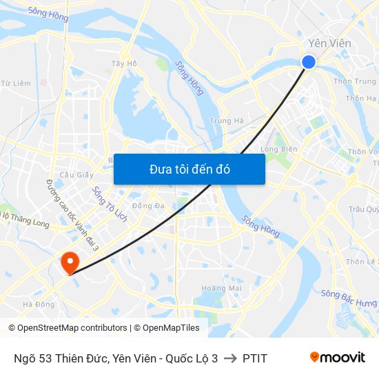 Ngõ 53 Thiên Đức, Yên Viên - Quốc Lộ 3 to PTIT map