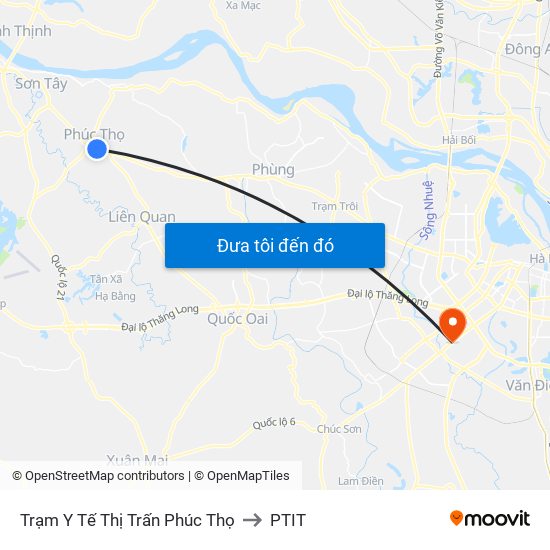 Trạm Y Tế Thị Trấn Phúc Thọ to PTIT map